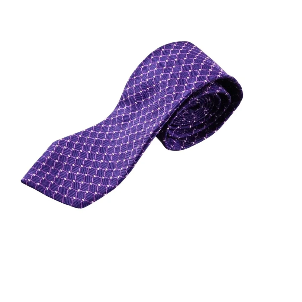 Brooks Brothers Makers‎ Silk Blend Men's Necktie Purple Geometric Pattern Formal